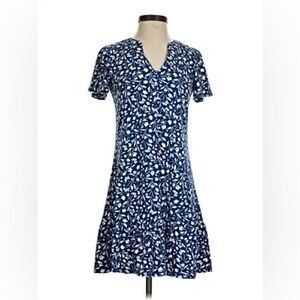FORTUNE + IVY Julie Knit Blue Floral V-Neck Dress